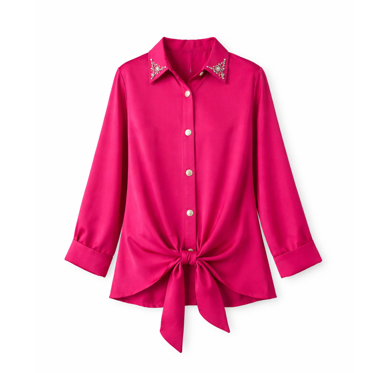 The Liora Luxe Blouse – Fuchsia Bloom