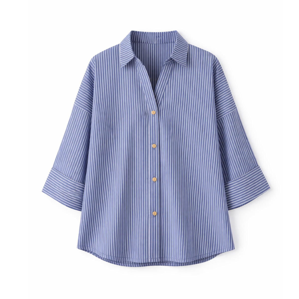 Blue Stripe Oversized Shirt with Wide Cuffs