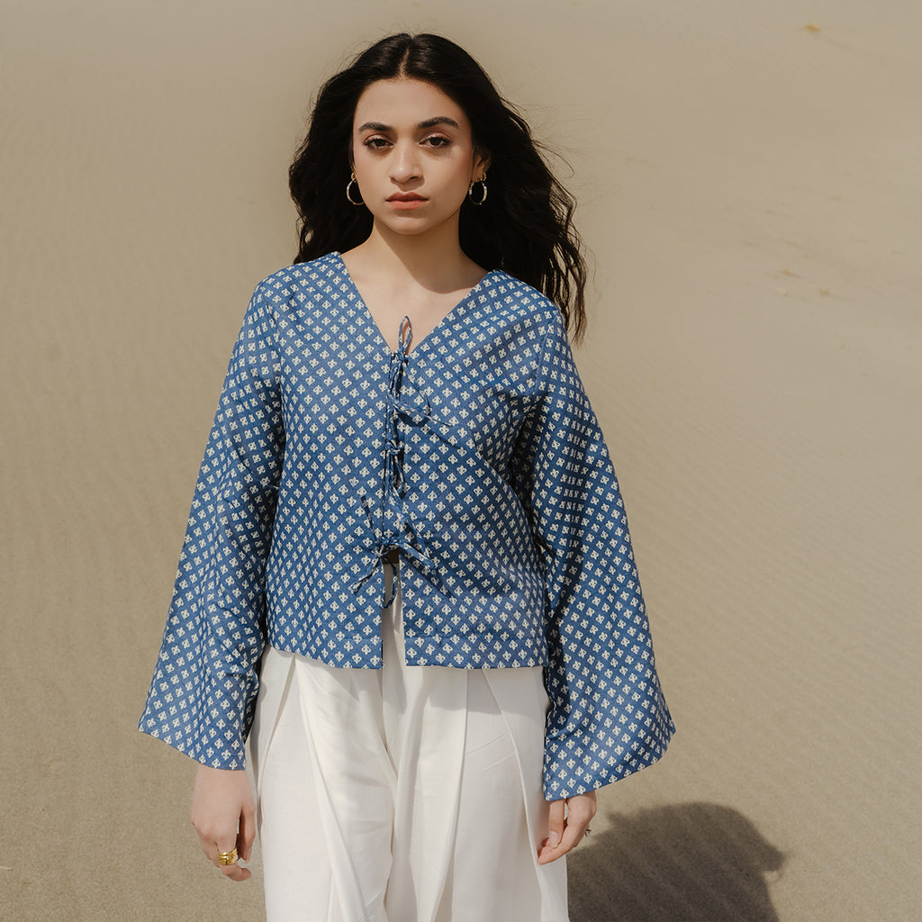 The Zareen Luxe Top – Azure Royale