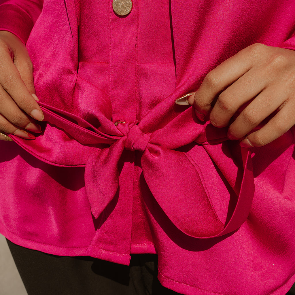 The Liora Luxe Blouse – Fuchsia Bloom