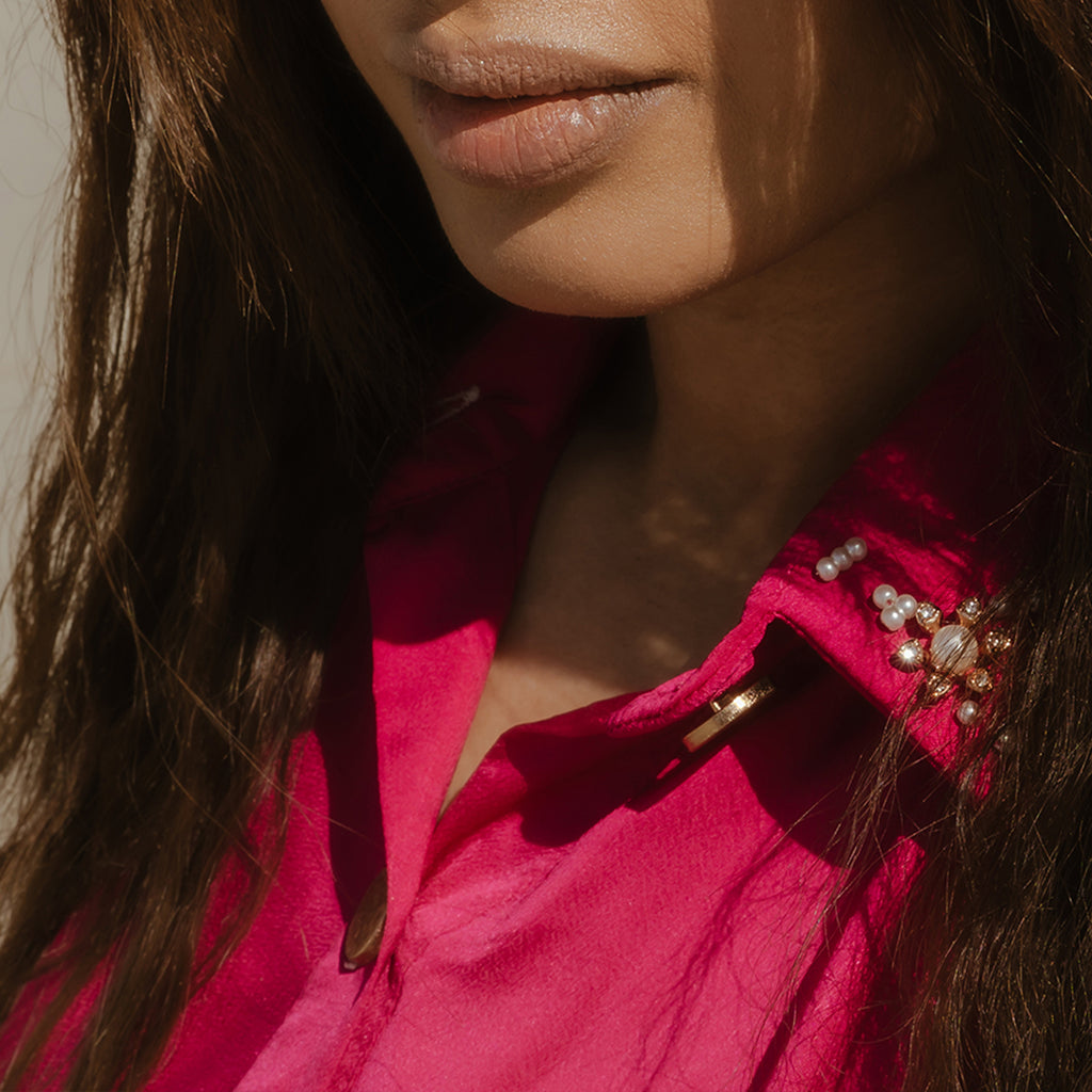 The Liora Luxe Blouse – Fuchsia Bloom