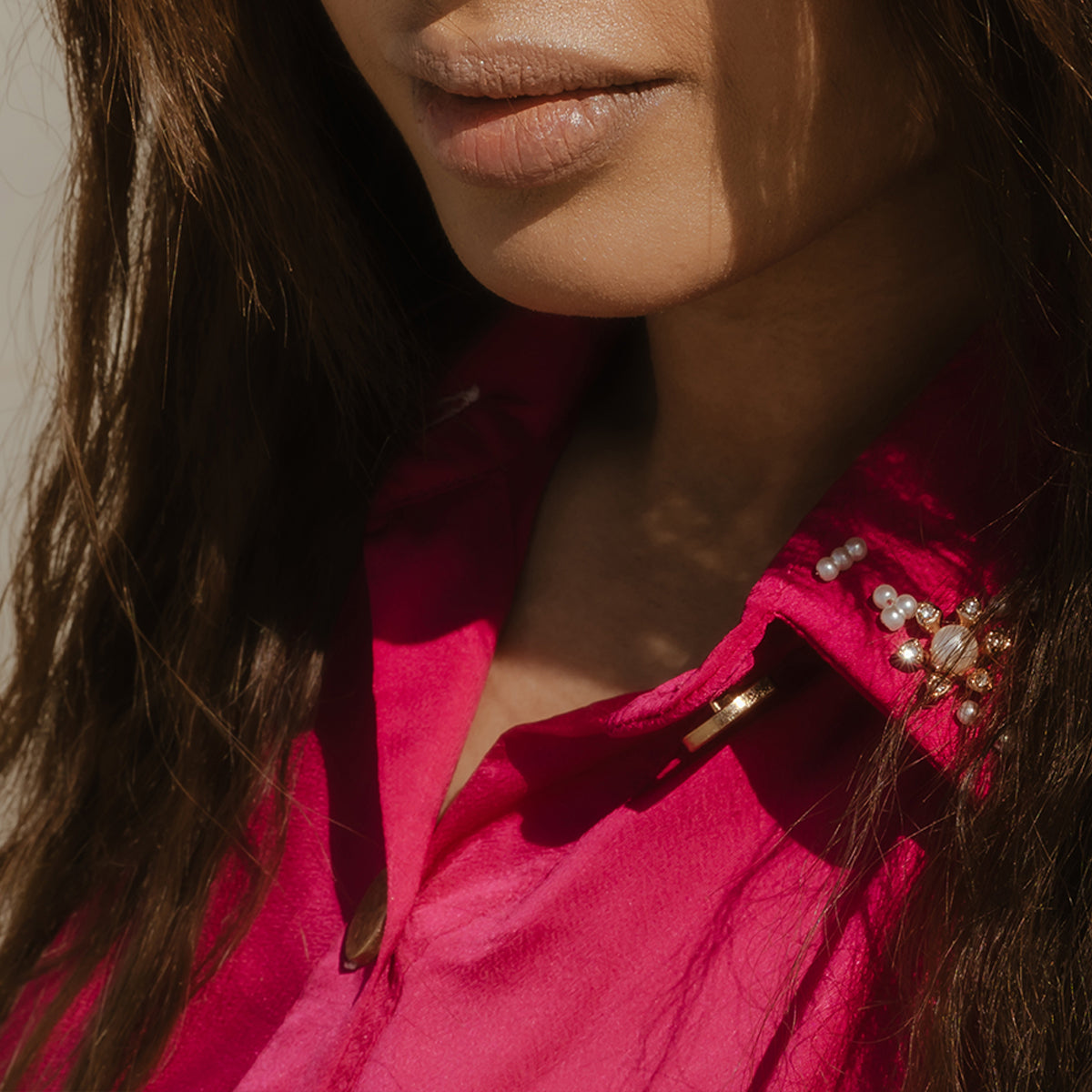 The Liora Luxe Blouse – Fuchsia Bloom