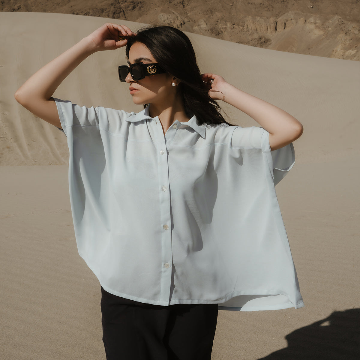 The Élysia Luxe Shirt – Sky Mist