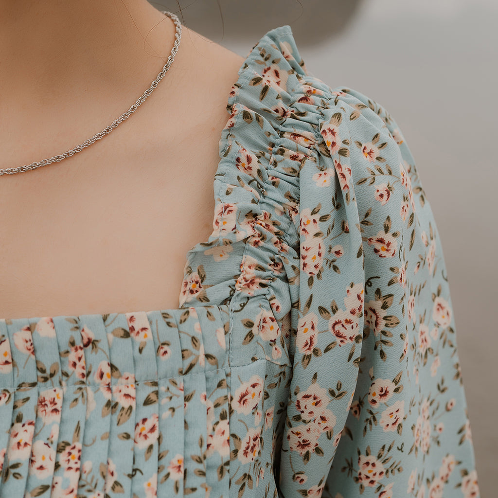The Aveline Luxe Dress – Blue Blossom